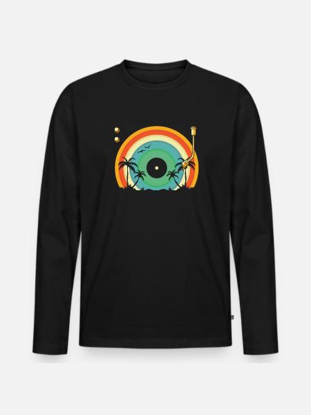 Collectionneur de disques vinyles - T-shirt manches longues Premium bio Homme - noir