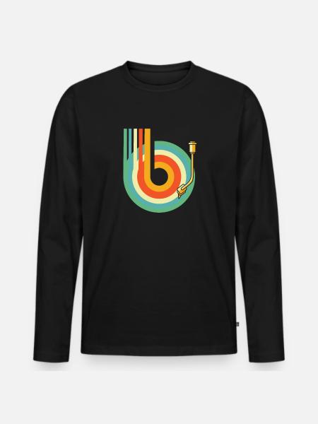 Collectionneur de disques vinyles - T-shirt manches longues Premium bio Homme - noir