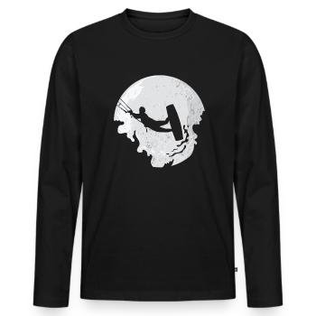Kitesurfer Kitesurfen Kiten Kitesurfing Mond - Männer Premium Bio Langarmshirt - Schwarz - Vorne - Nico (187cm)