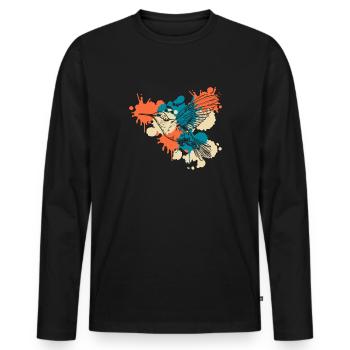 Kolibri Aquarell Aquarell Aquarelle Colibri - T-shirt manches longues Premium bio Homme - noir - Devant - Nico (187cm)