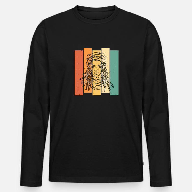 Rasta Haare Dreadlocks Dreads - Männer Premium Bio Langarmshirt - Schwarz