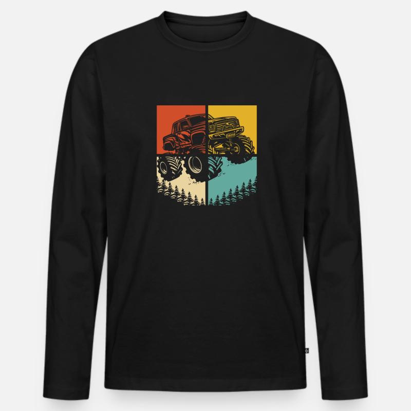 Monster Truck - Männer Premium Bio Langarmshirt - Schwarz
