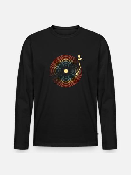 Collectionneur de disques vinyles - T-shirt manches longues Premium bio Homme - noir