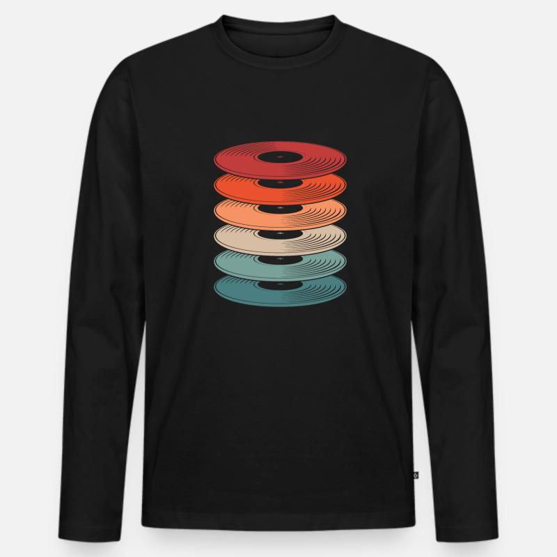 Schallplatte Vinyl Plattensammler - Männer Premium Bio Langarmshirt - Schwarz