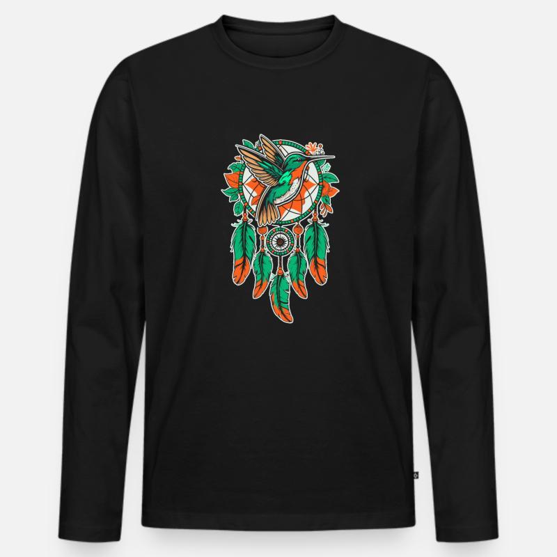 Kolibri Traumfängervogel - Männer Premium Bio Langarmshirt - Schwarz