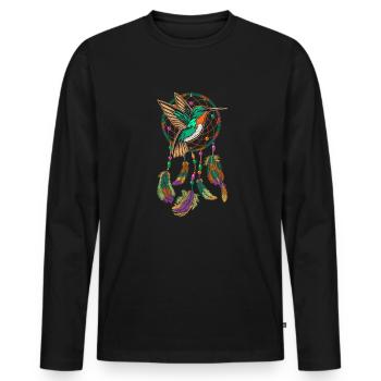 Hummingbird Dream Catcher Dream Catcher Bird - Men's Premium Organic Long Sleeve Shirt - black - Front - Nico (187cm)
