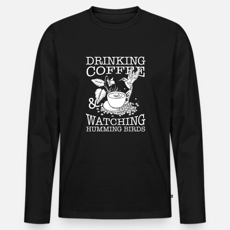 Kolibri Kaffeevogel - Männer Premium Bio Langarmshirt - Schwarz