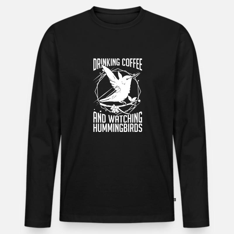 Kolibri Kaffeevogel - Männer Premium Bio Langarmshirt - Schwarz