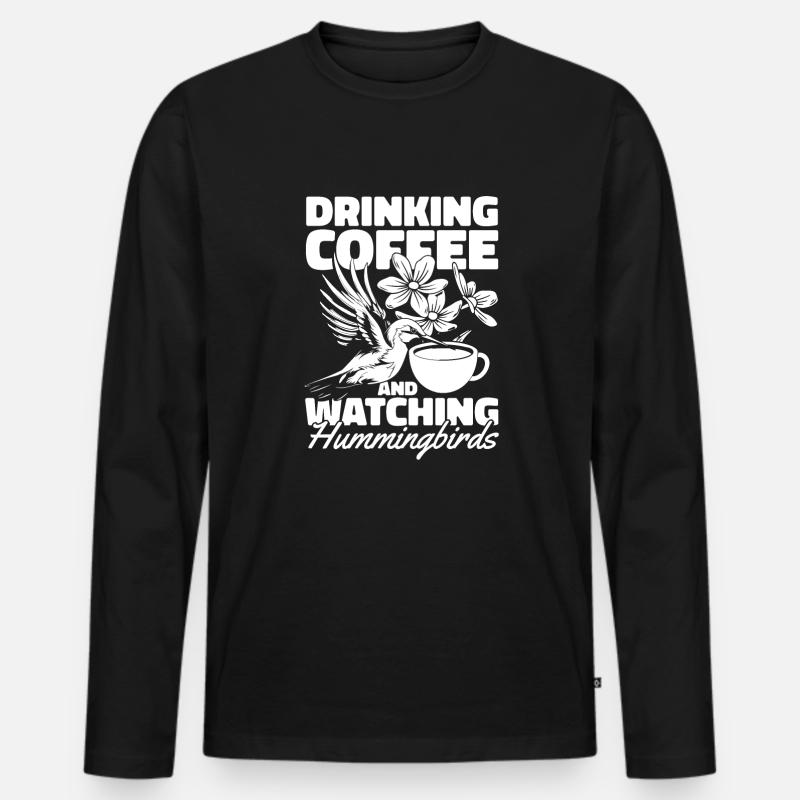 Kolibri Kaffeevogel - Männer Premium Bio Langarmshirt - Schwarz