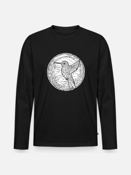 Kolibri Buntglas - Männer Premium Bio Langarmshirt - Schwarz