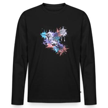 Kolibri Aquarell Aquarell Aquarelle Colibri - T-shirt manches longues Premium bio Homme - noir - Devant - Nico (187cm)