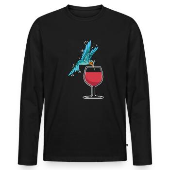 Kolibri Hummingbird Wine Glass - Männer Premium Bio Langarmshirt - Schwarz - Vorne - Nico (187cm)