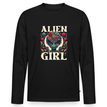 Alien Außerirdischer Alien Girl - T-shirt manches longues Premium bio Homme - noir - Devant - Nico (187cm)