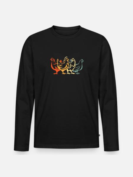 Chicken Hen - Men's Premium Organic Long Sleeve Shirt - black