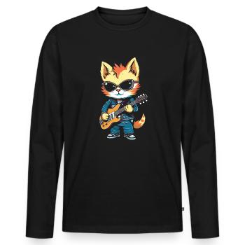 Electric Guitar Electric Guitar - Men's Premium Organic Long Sleeve Shirt - black - Front - Nico (187cm)