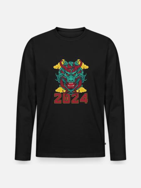 Year of the Dragon 2024 - Men's Premium Organic Long Sleeve Shirt - black