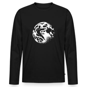 Karate Mond - Männer Premium Bio Langarmshirt - Schwarz - Vorne - Nico (187cm)