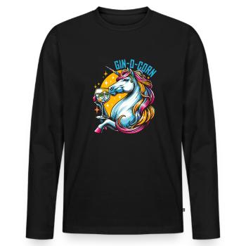 Gin Licorne Ginocorn - T-shirt manches longues Premium bio Homme - noir - Devant - Nico (187cm)