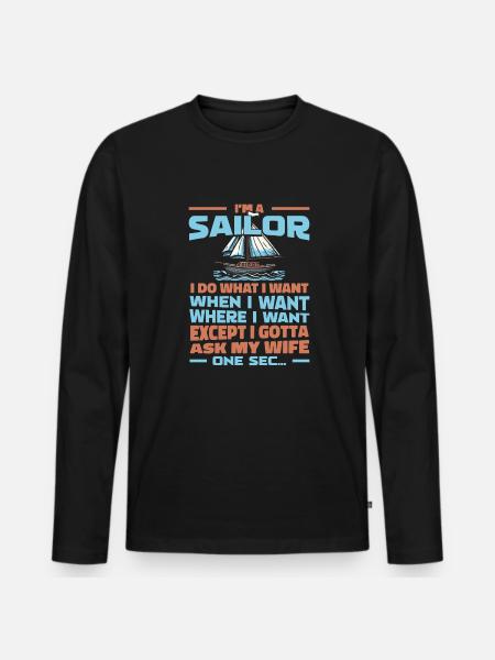 Sailing, Sailing, Sailboat - Men's Premium Organic Long Sleeve Shirt - black