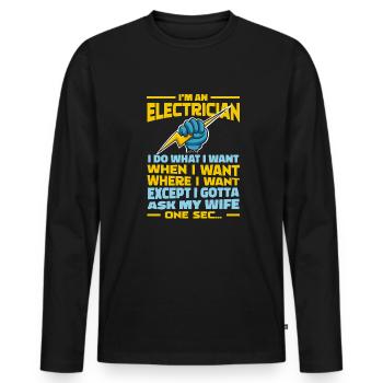 Electrician, Electronics Technician - Men's Premium Organic Long Sleeve Shirt - black - Front - Nico (187cm)