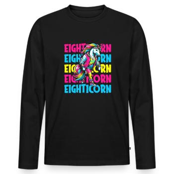 80s Eighties Unicorn Eighticorn - Men's Premium Organic Long Sleeve Shirt - black - Front - Nico (187cm)