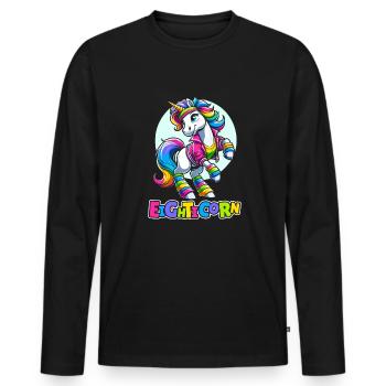 80s Eighties Unicorn Eighticorn - Men's Premium Organic Long Sleeve Shirt - black - Front - Nico (187cm)