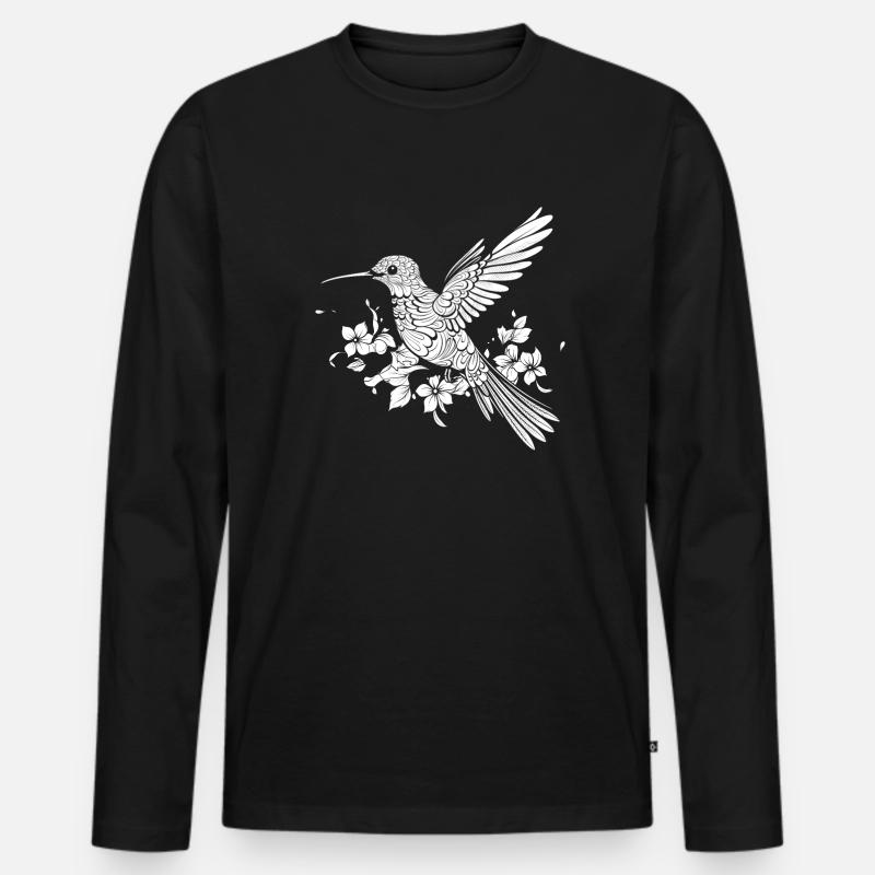 Kolibri Mandala Vogel - Männer Premium Bio Langarmshirt - Schwarz