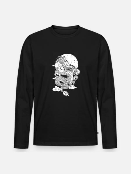 Jahr Des Drachen 2024 - Männer Premium Bio Langarmshirt - Schwarz