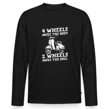 Motorroller - Männer Premium Bio Langarmshirt - Schwarz - Vorne - Nico (187cm)
