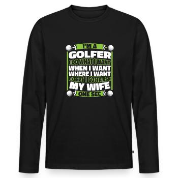 Golf Golfer Golfen - Männer Premium Bio Langarmshirt - Schwarz - Vorne - Nico (187cm)