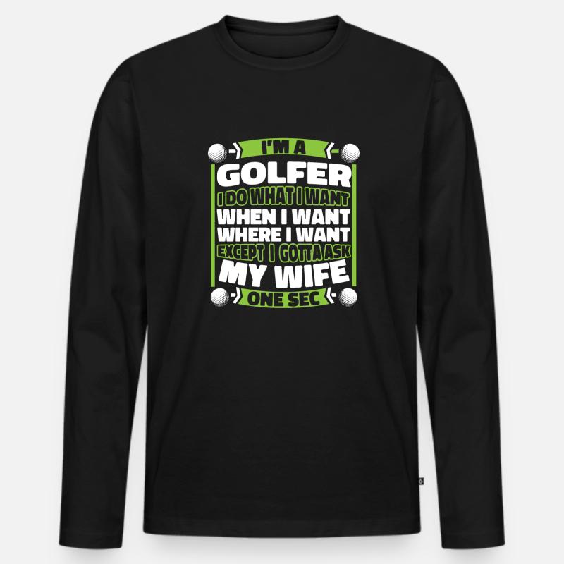 Golf Golfer Golfen - Männer Premium Bio Langarmshirt - Schwarz