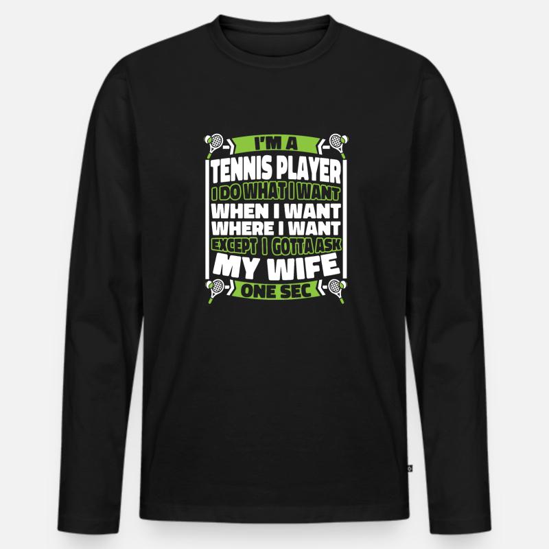 Tennis - Männer Premium Bio Langarmshirt - Schwarz