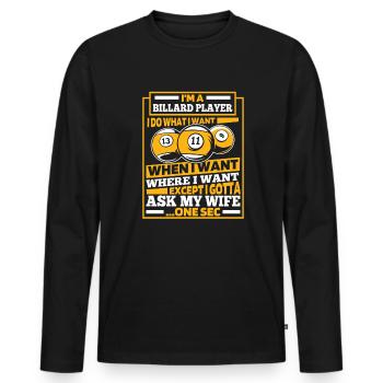 Billard - Männer Premium Bio Langarmshirt - Schwarz - Vorne - Nico (187cm)