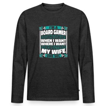Board game board game - Men's Premium Organic Long Sleeve Shirt - heather anthracite - Front - Nico (187cm)