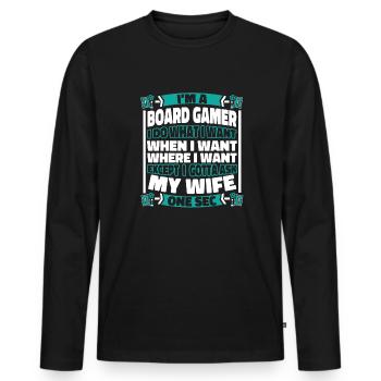 Board game board game - Men's Premium Organic Long Sleeve Shirt - black - Front - Nico (187cm)