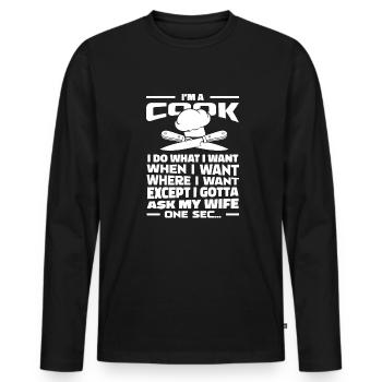 Koch Kochen - Männer Premium Bio Langarmshirt - Schwarz - Vorne - Nico (187cm)