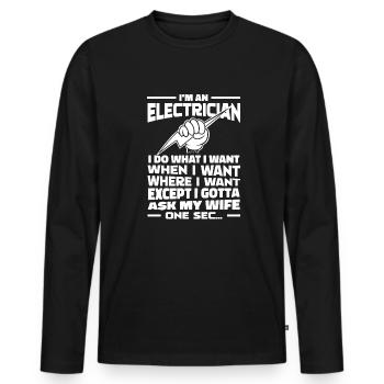 Electrician, Electronics Technician - Men's Premium Organic Long Sleeve Shirt - black - Front - Nico (187cm)