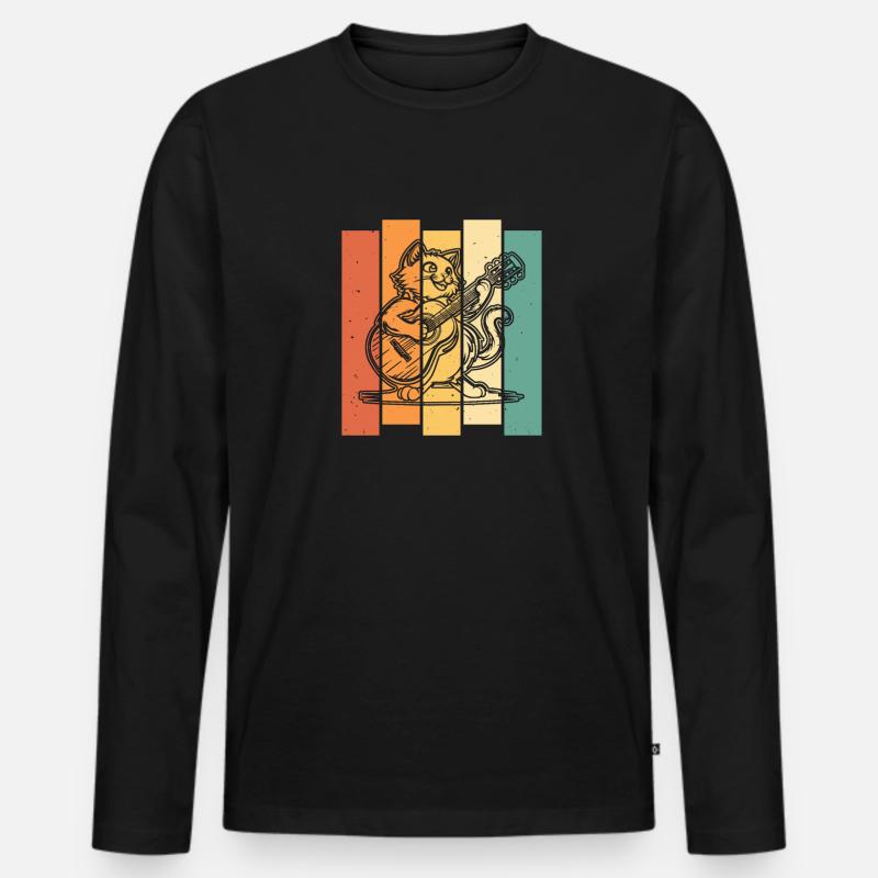 Akustikgitarre - Männer Premium Bio Langarmshirt - Schwarz