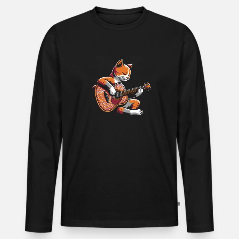 Akustikgitarre - Männer Premium Bio Langarmshirt - Schwarz
