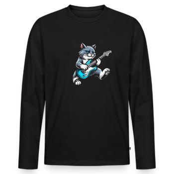 Electric Guitar Electric Guitar - Men's Premium Organic Long Sleeve Shirt - black - Front - Nico (187cm)