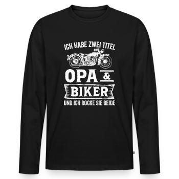Biker Opa Motorradfahrer Motorrad - Männer Premium Bio Langarmshirt - Schwarz - Vorne - Nico (187cm)