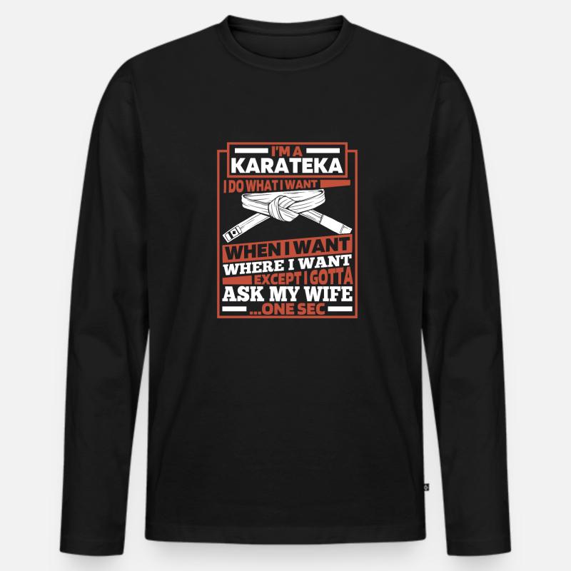 Karate - Männer Premium Bio Langarmshirt - Schwarz