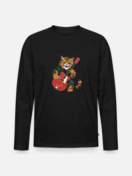 E Gitarre Elektrogitarre - Männer Premium Bio Langarmshirt - Schwarz