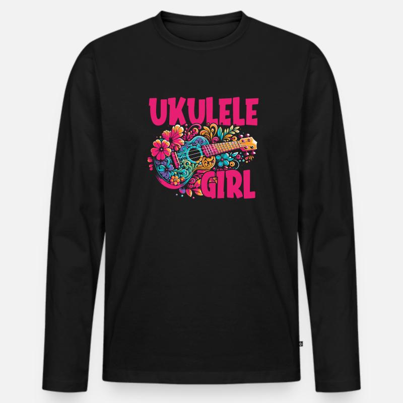 Ukulele Ukulele Girl - Männer Premium Bio Langarmshirt - Schwarz