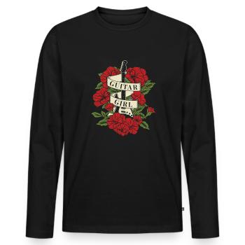 Electric Guitar Electric Guitar Guitar Girl - Men's Premium Organic Long Sleeve Shirt - black - Front - Nico (187cm)