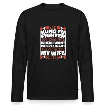 Kung Fu - Männer Premium Bio Langarmshirt - Schwarz - Vorne - Nico (187cm)