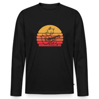Acoustic Guitar - Men's Premium Organic Long Sleeve Shirt - black - Front - Nico (187cm)