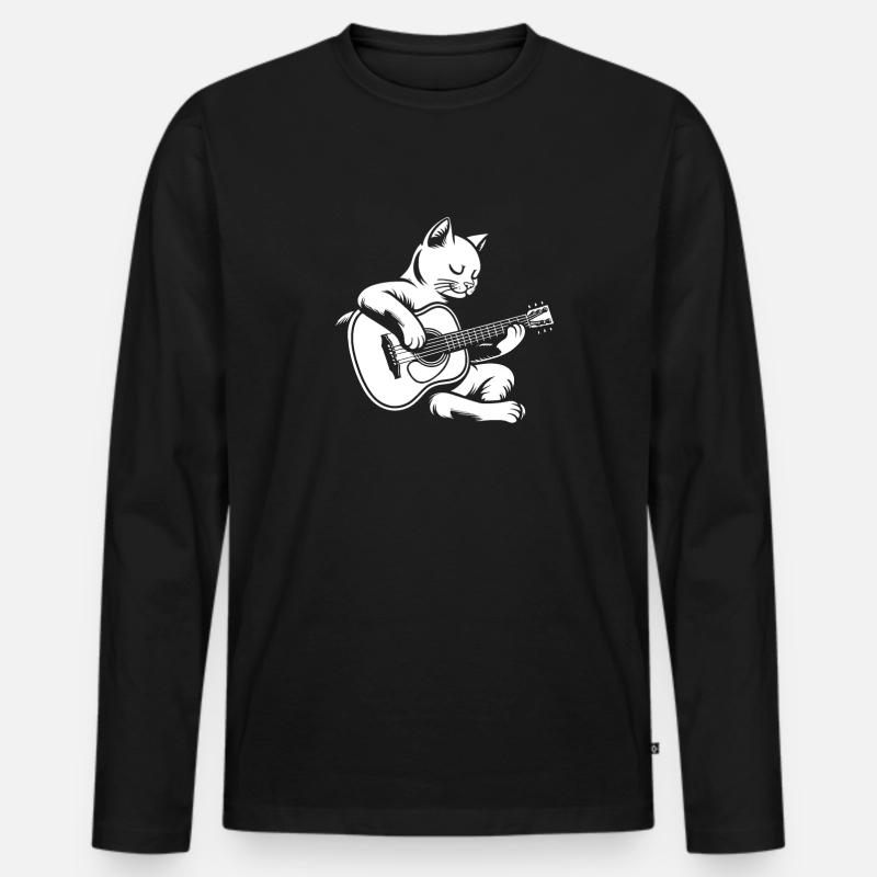 Akustikgitarre - Männer Premium Bio Langarmshirt - Schwarz