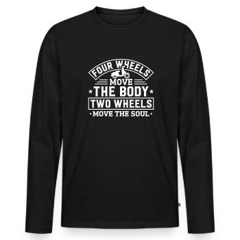 Motorroller - Männer Premium Bio Langarmshirt - Schwarz - Vorne - Nico (187cm)