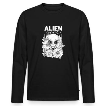 Alien Außerirdischer Alien Girl - T-shirt manches longues Premium bio Homme - noir - Devant - Nico (187cm)